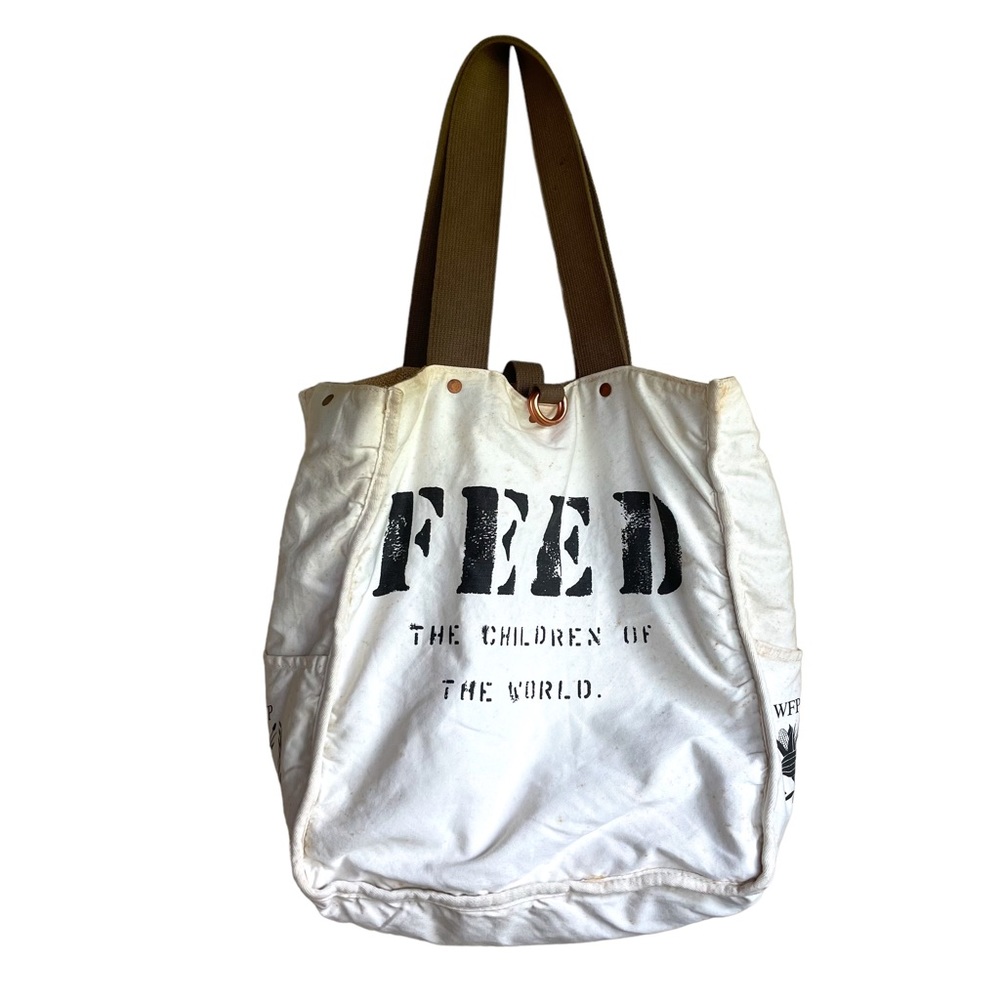 Feed Burlap Tote Bag Reversible With Canvas Straps - image 3